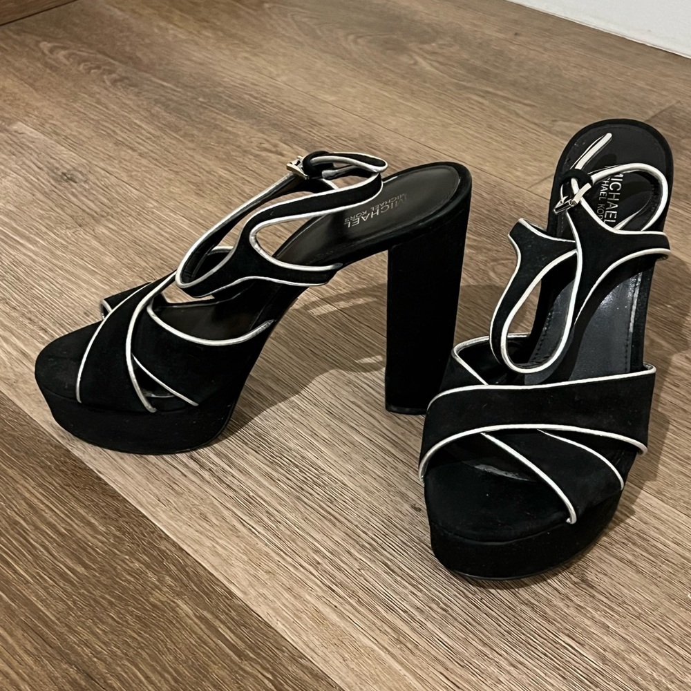 Michael Kors Black and White Strappy Heels